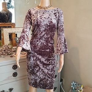 calvin klein velvet bell sleeve dress